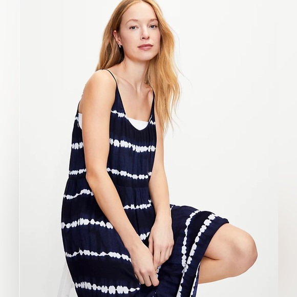 Loft Tiered Tie Dye Midi Dress - Picture 1 of 4